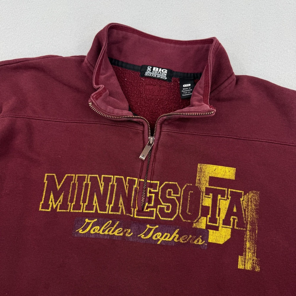 Vintage Y2K Minnesota‎ Golden Gophers Quarter 1/4 Zip Sweatshirt Maroon Mens XXL
